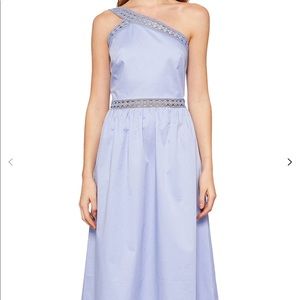 BNWT Ted Baker Asymmetric Cotton Dress, Blue, US 8
